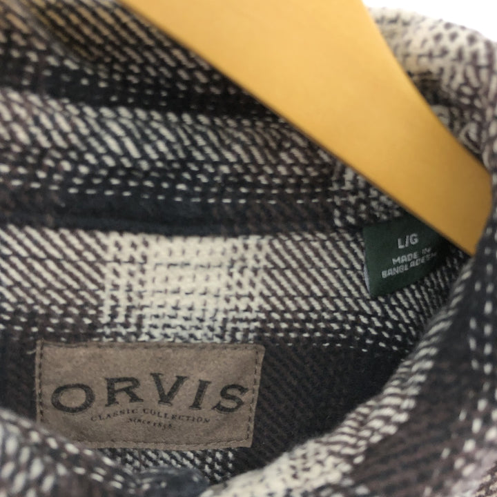 ORVIS Ombre Check Long Sleeve Heavy Flannel Check Shirt Men's L size / eaa504721