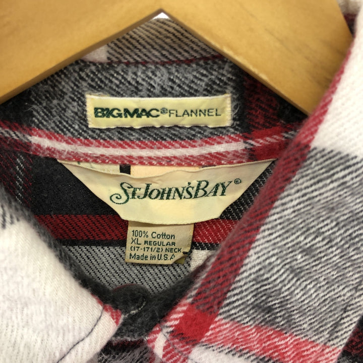 90'S St. John's Bay Long Sleeve Heavy Flannel Check Shirt Made in USA Men's XL Vintage /eaa504722