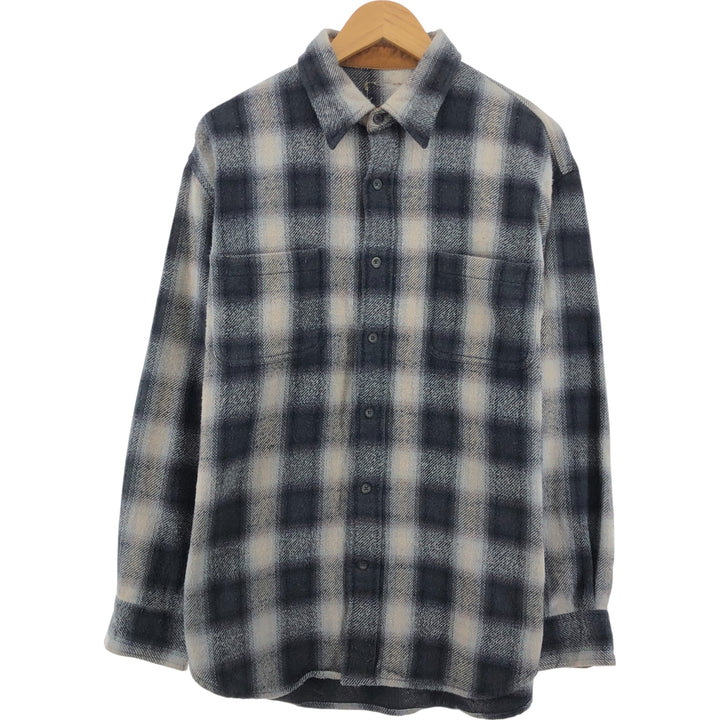 Ombre check long sleeve heavy flannel check shirt, men's size L / eaa504723