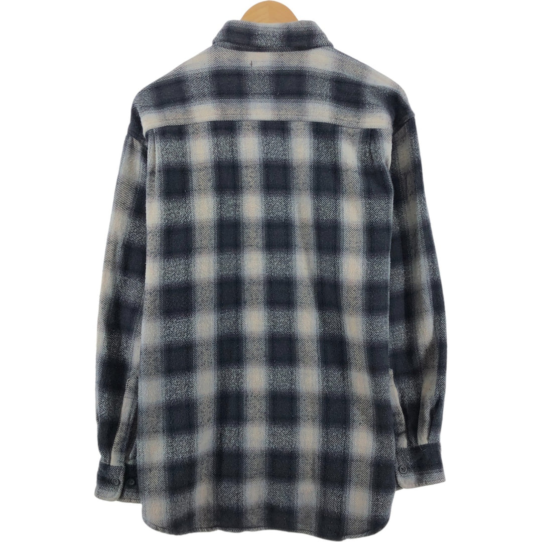 Ombre check long sleeve heavy flannel check shirt, men's size L / eaa504723