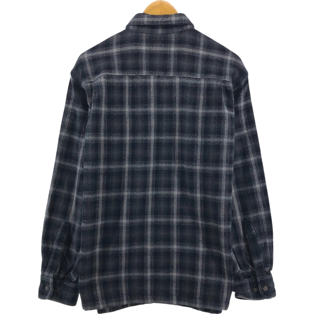 00'S ST JOHN'S BAY ombre check long sleeve heavy flannel check shirt men's M size /eaa504726