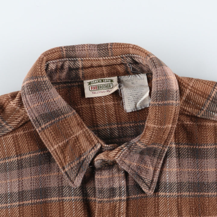 FIVE BROTHER Long Sleeve Heavy Flannel Check Shirt Men's XL Regular Collar /eaa504728