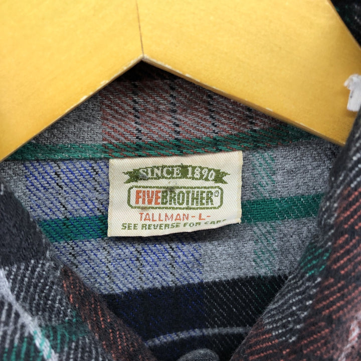 90'S Five Brother Long Sleeve Heavy Flannel Check Shirt Men's L Size Vintage /eaa504729