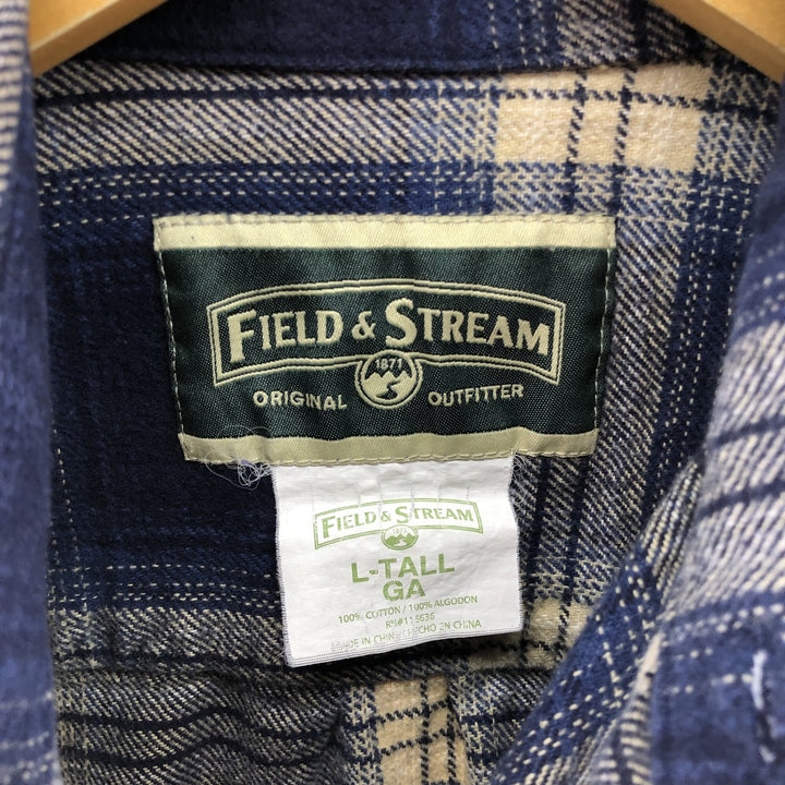 FIELD and STREAM ombre check long sleeve heavy flannel check shirt men's size L /eaa504732