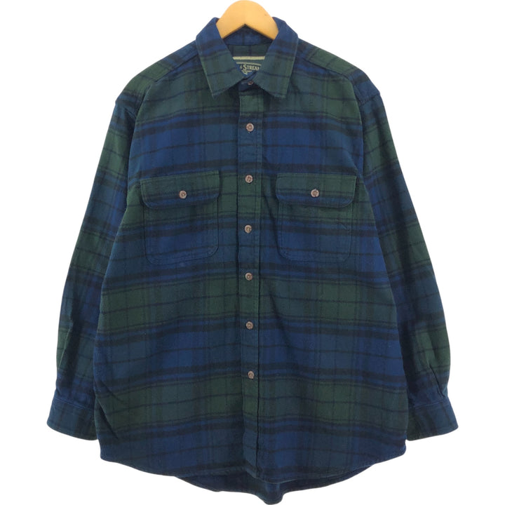 FIELD and STREAM Black Watch Check Long Sleeve Heavy Flannel Check Shirt Men's L /eaa504733