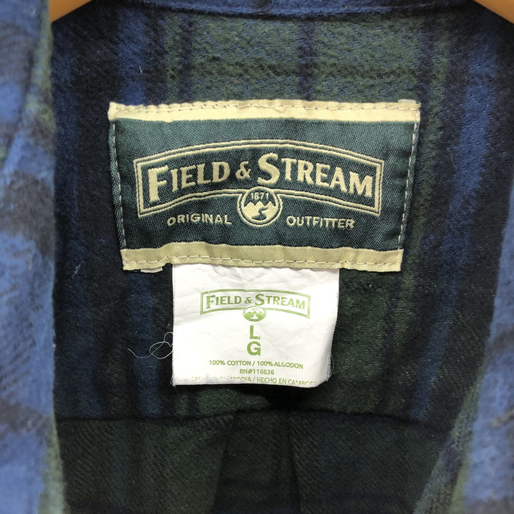 FIELD and STREAM Black Watch Check Long Sleeve Heavy Flannel Check Shirt Men's L /eaa504733