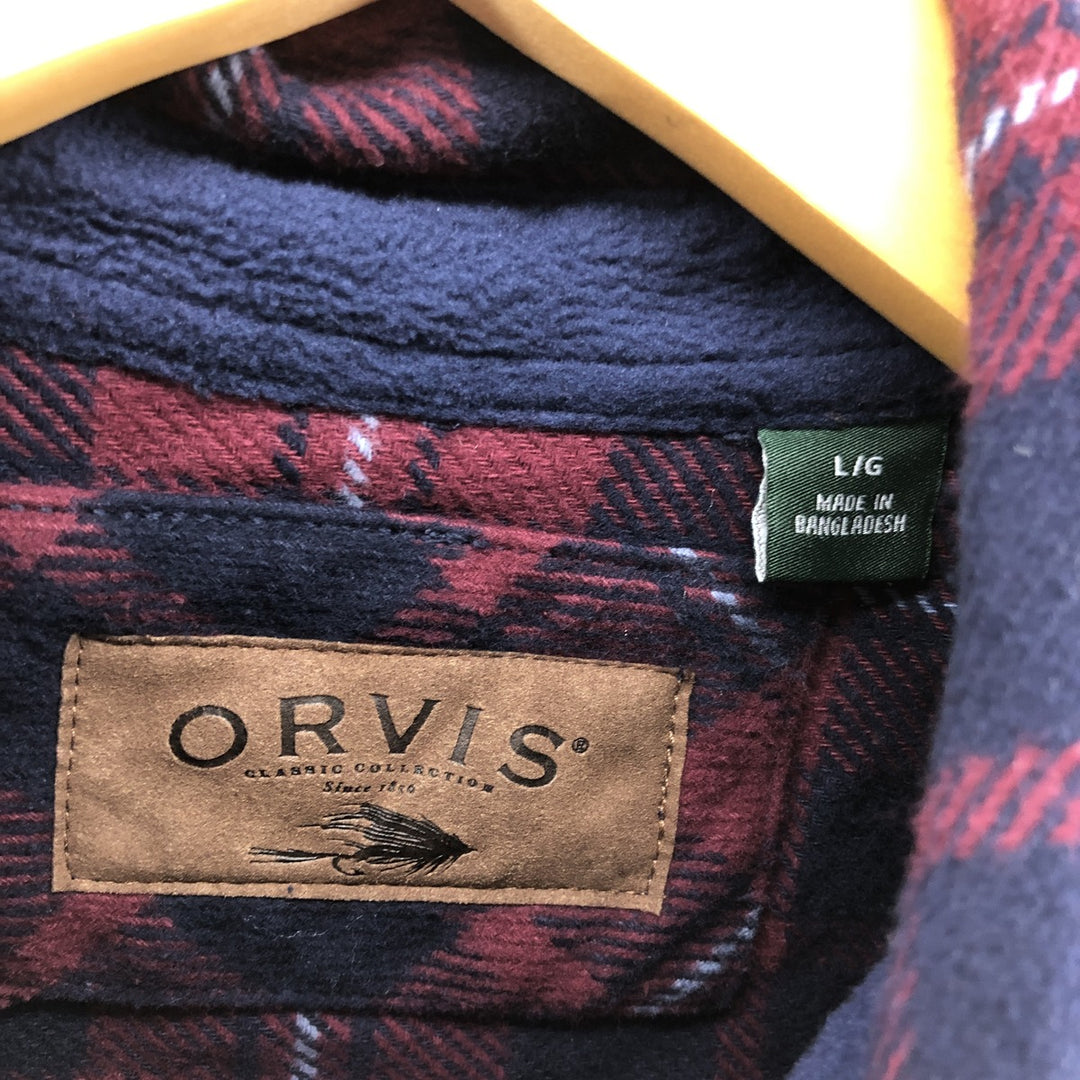 ORVIS Long Sleeve Heavy Flannel Check Shirt Men's Size L / eaa504736