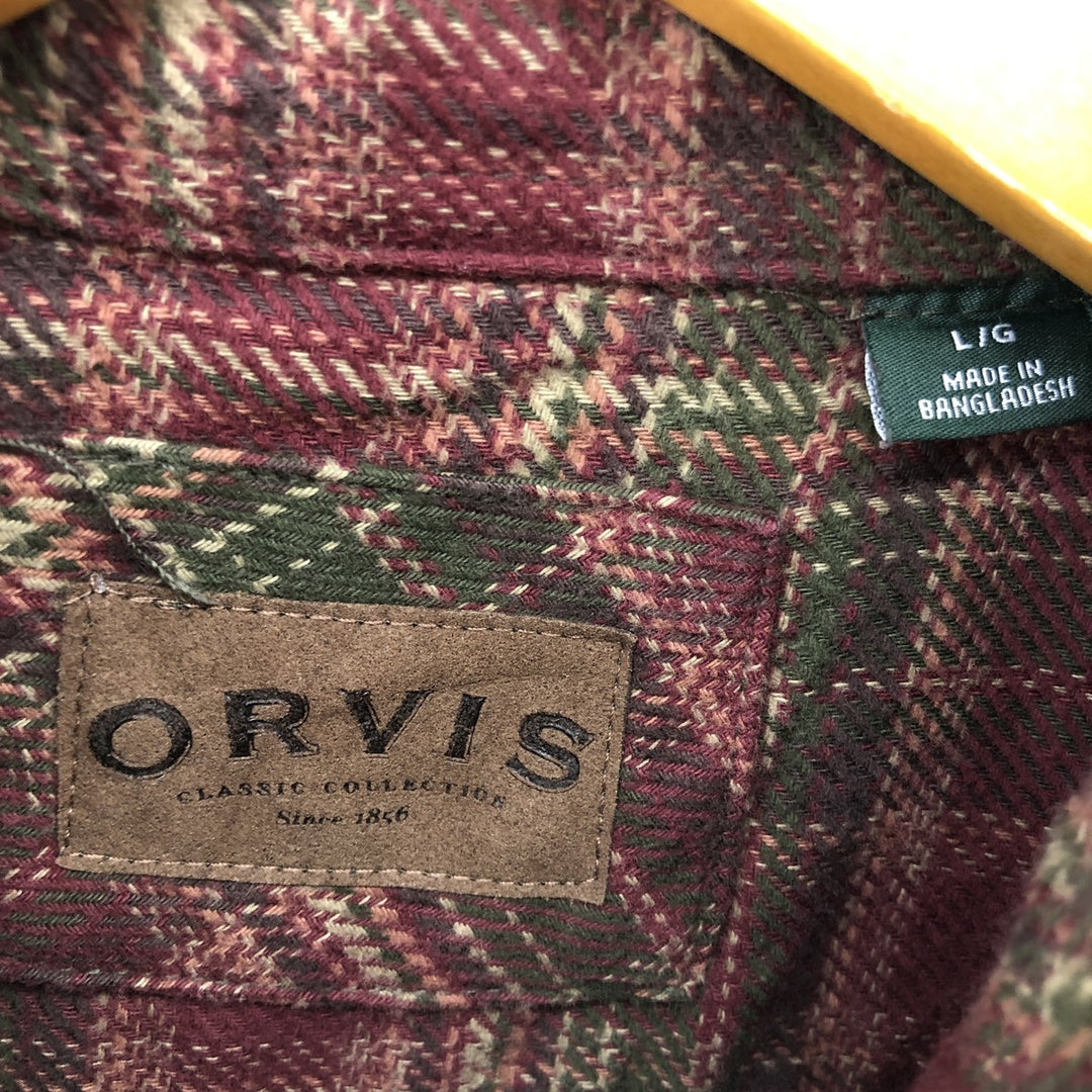 ORVIS Long Sleeve Heavy Flannel Check Shirt Men's Size L / eaa504738