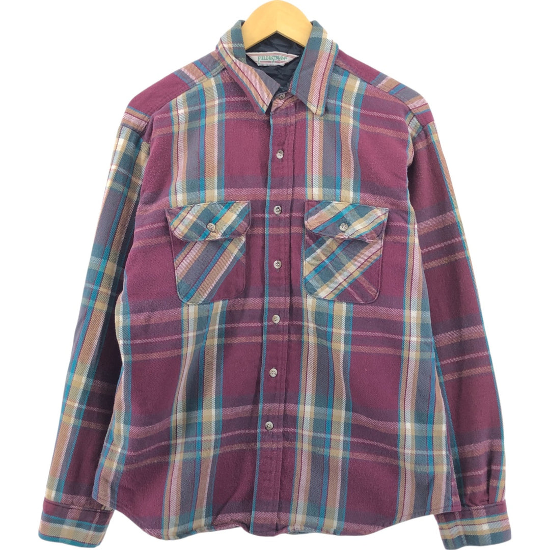 FIELD and STREAM Check Pattern Long Sleeve Heavy Flannel Check Shirt Made in USA Men's L /eaa504748