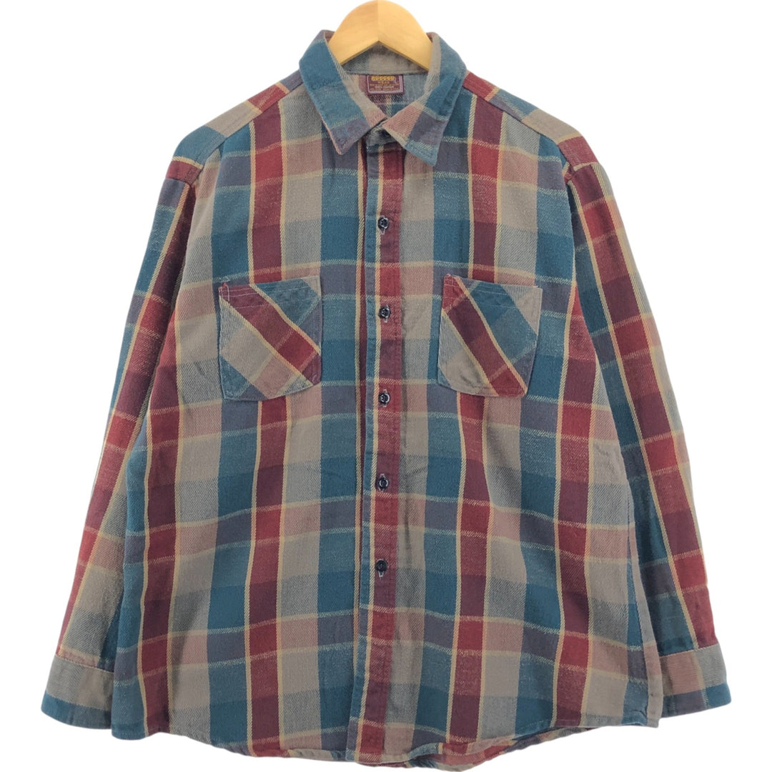 90'S RUGGED Long Sleeve Heavy Flannel Check Shirt Made in USA Men's Size L Vintage /eaa504749