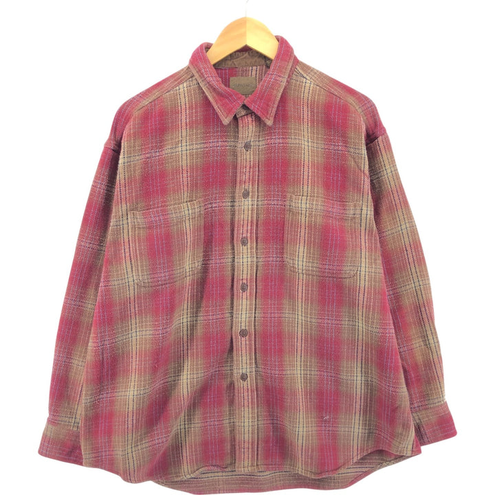 90'S St. John's Bay Ombre Check Long Sleeve Heavy Flannel Check Shirt Men's XL Vintage /eaa504755