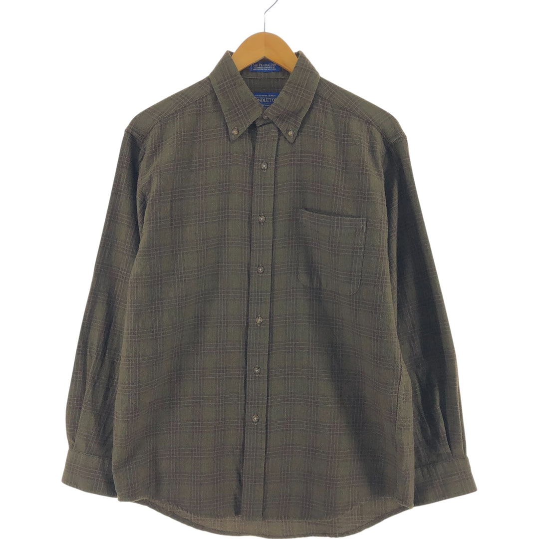 Pendleton Check Pattern Wool Button-Down Shirt, Men's M Size / eaa504763