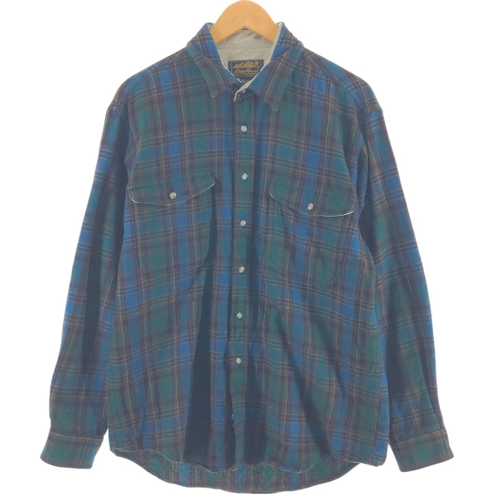 80s-90'S Eddie Bauer Check Pattern Wool Shirt Men's L Size Vintage / eaa504765