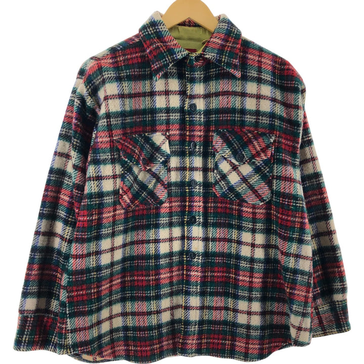 70'S Sears Kings Road The Men's Store Tartan Check Wool CPO Shirt Men's Size L Vintage /eaa504770