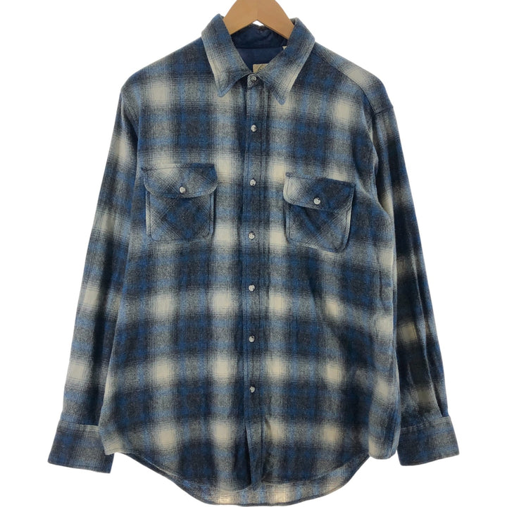 90'S St. John's Bay Ombre Check Wool Shirt, Men's Size L, Vintage /eaa504774