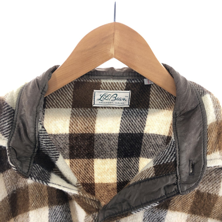 70'S LLBean Check Pattern Wool Shirt, Men's Size L, Flap Pocket, Vintage /eaa504775