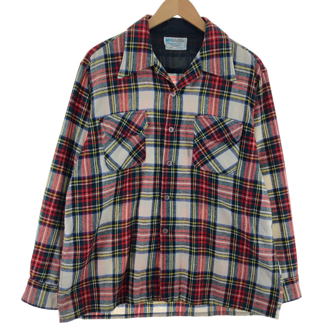 70'S JCPenney Towncraft open collar tartan wool box shirt, men's size L / eaa504778