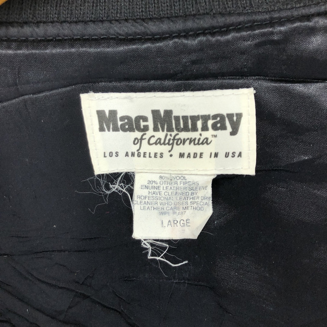 90'S MAC MURRAY Leather Sleeve Wool Button Varsity Jacket Made in USA Men's L Size Vintage /eaa504930