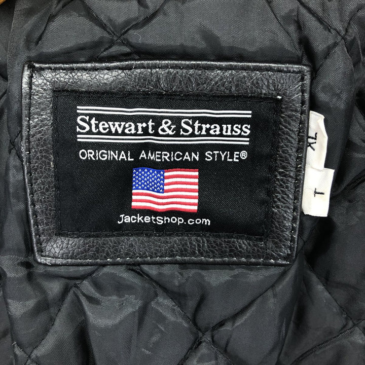 STEWART AND STRAUSS Sleeve Leather Wool Button Varsity Jacket Men's XL /eaa505088