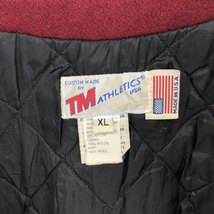 TM ATHLETICS Leather Sleeve Wool Button Varsity Jacket Made in USA Men's XL Vintage /eaa505089