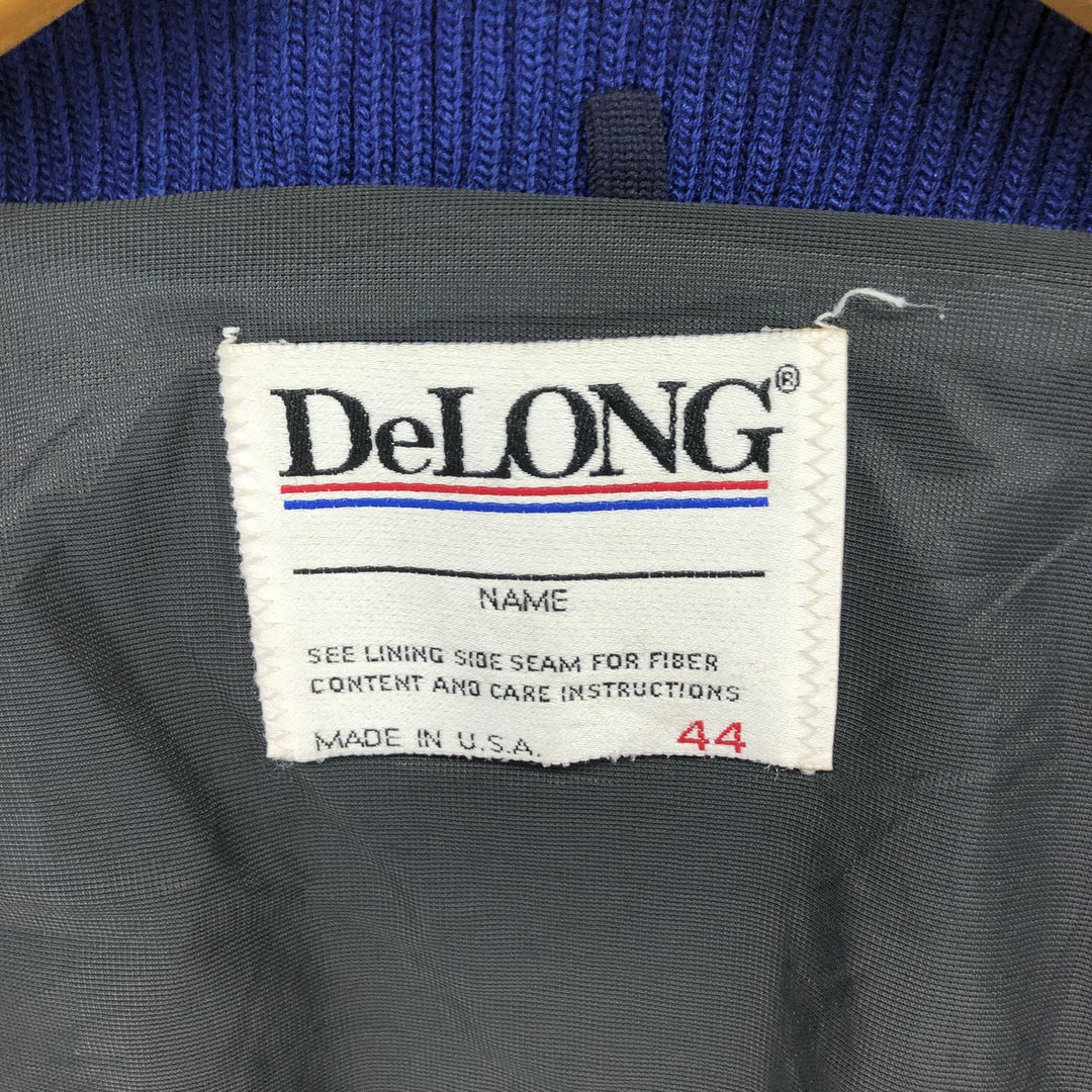 90'S DeLONG Leather Sleeve Wool Button Varsity Jacket Made in USA Men's L Size Vintage /eaa505096