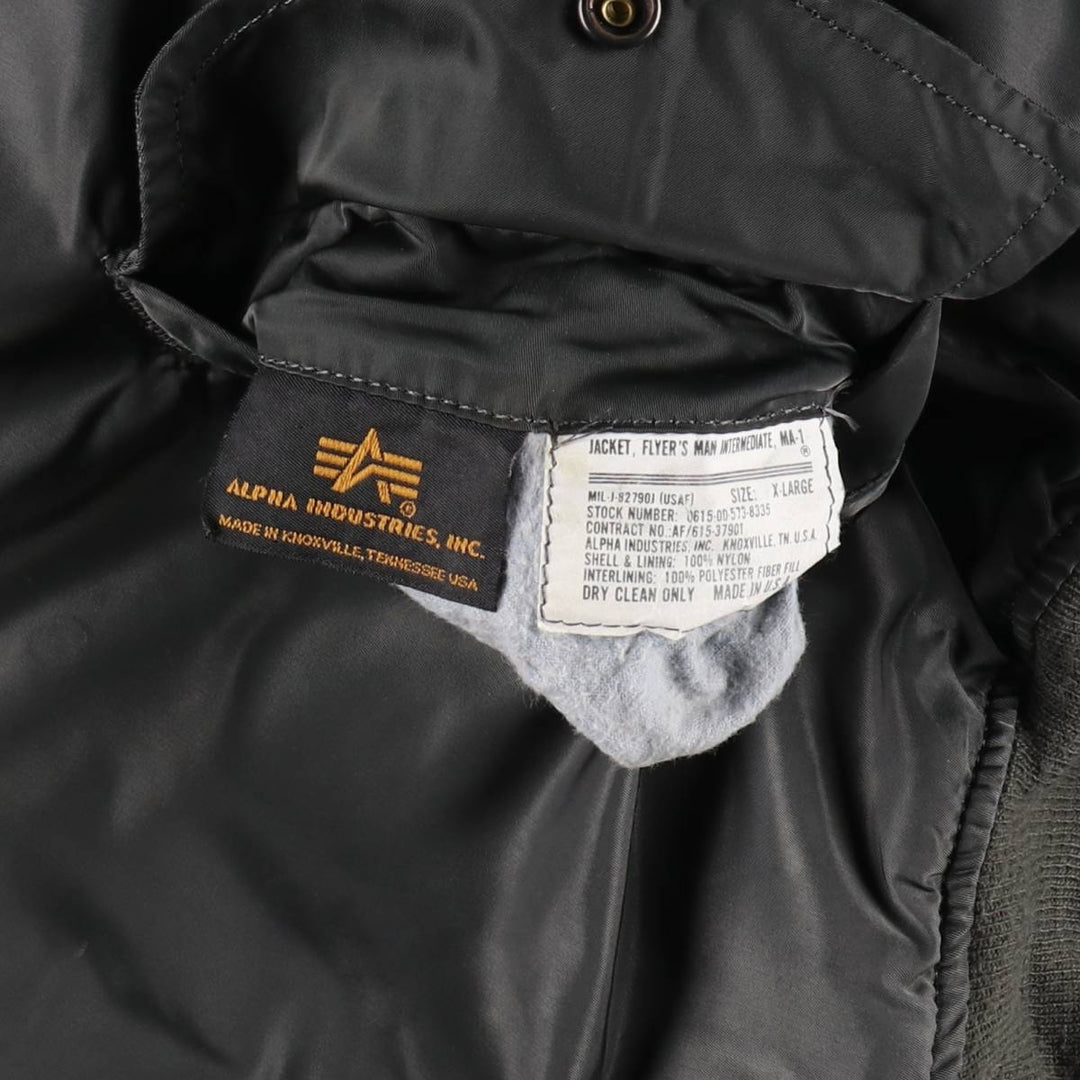 Civilian item 90s~ Alpha ALPHA MA-1 padded military flight jacket made in USA equivalent to men's XL vintage /eaa505173