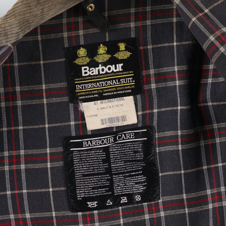 90'S Barbour International Suit, Old 3 Warrant, Waxed Cotton, Oiled Jacket, Made in England, C46, Men's XL equivalent /eaa505175