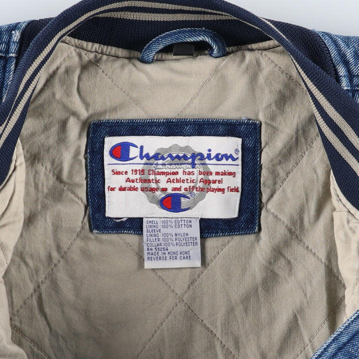 Champion Padded Denim Varsity Jacket, Men's XL Size / eaa505180