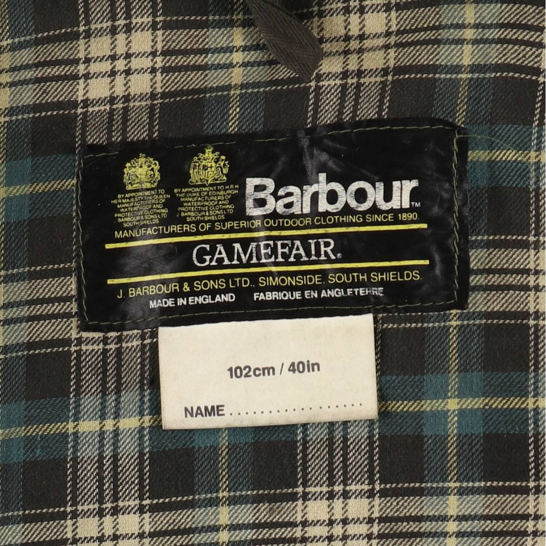 80'S Barbour GAMEFAIR 2 Warrant Waxed Cotton Oiled Jacket Made in England 40in Men's M Vintage /eaa505186