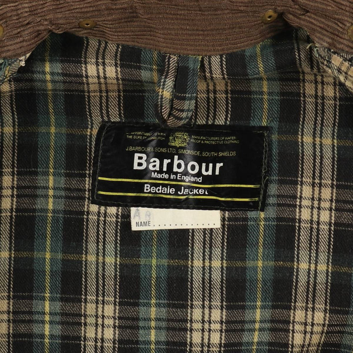 70s-80'S Barbour BEDALE 1 Warrant Waxed Cotton Oiled Jacket Made in England C42 Men's L size /eaa505188