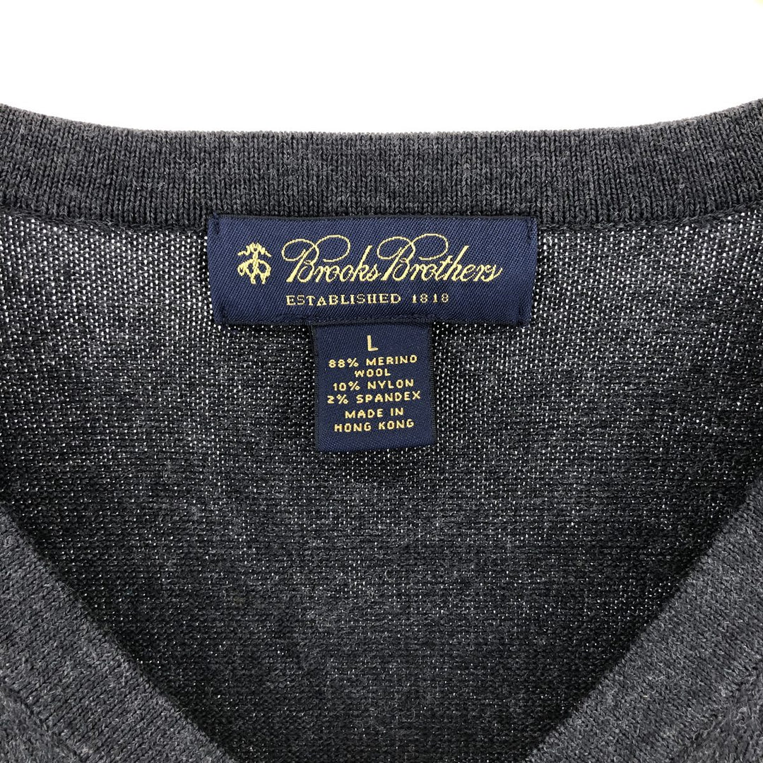 Brooks Brothers Est.1818 V-neck Merino wool knit sweater, men's size L / eaa505416