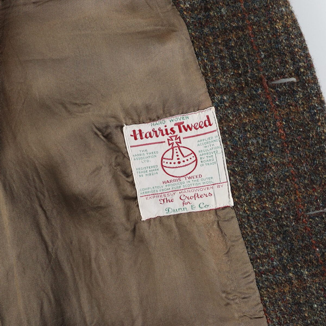 60'S Dunn & Co Harris Tweed Check Pattern Wool Tailored Jacket Men's L Size Vintage / eaa505493