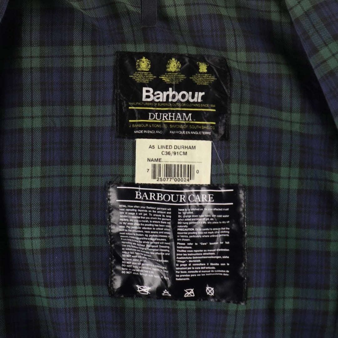 90'S Barbour DURHAM 3 Warrant waxed cotton oiled jacket made in England C36 men's size S vintage /eaa505499