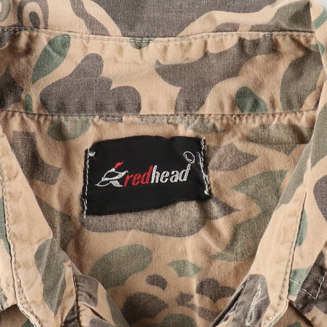 70s~80'S RED HEAD camouflage pattern duck hunter camo hunting shirt jacket men's size L vintage /eaa505623