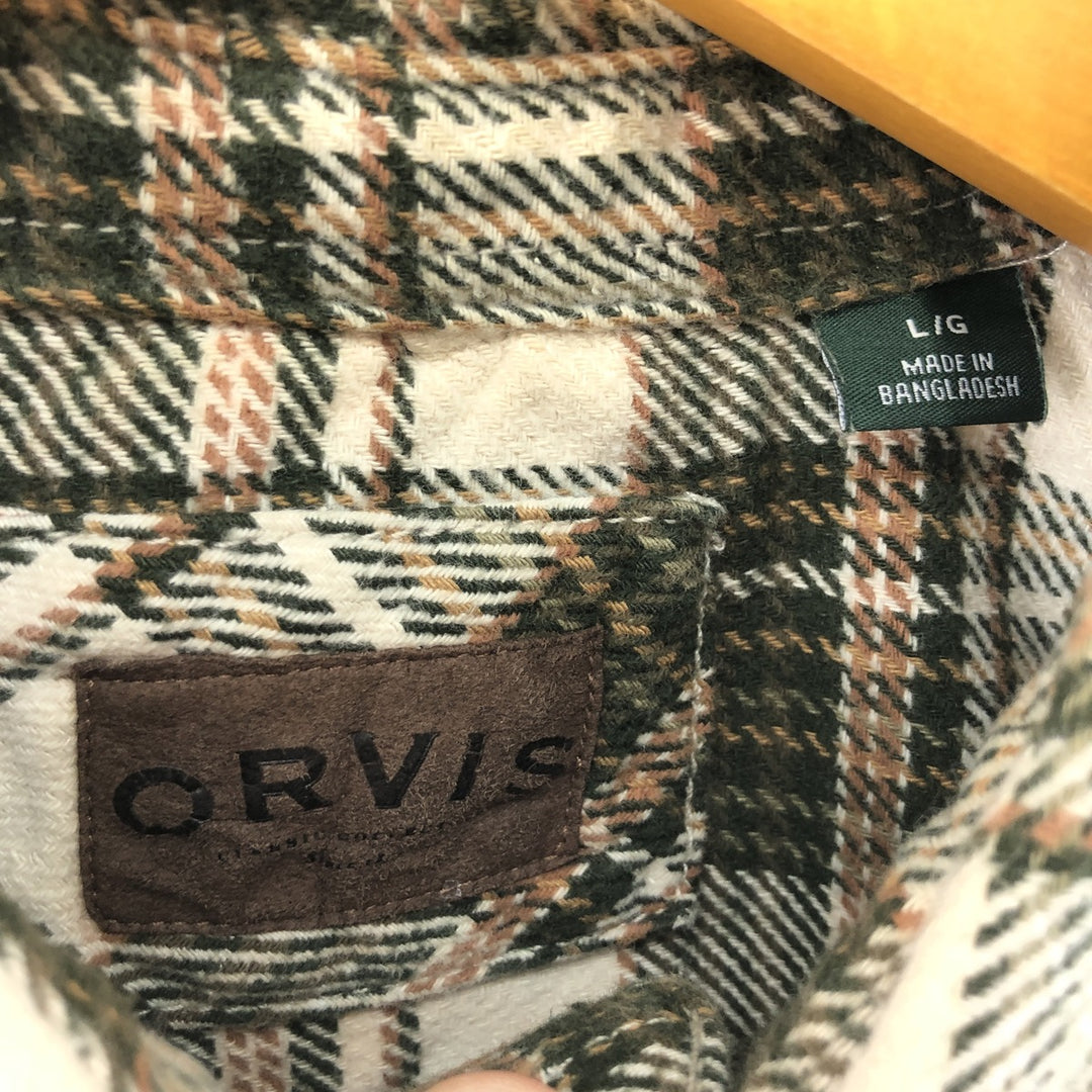 ORVIS Long Sleeve Heavy Flannel Check Shirt Men's L Size / eaa505711