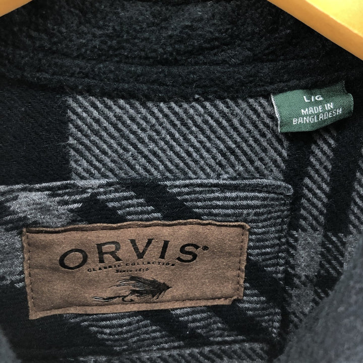 ORVIS Long Sleeve Heavy Flannel Check Shirt Men's L Size / eaa505716