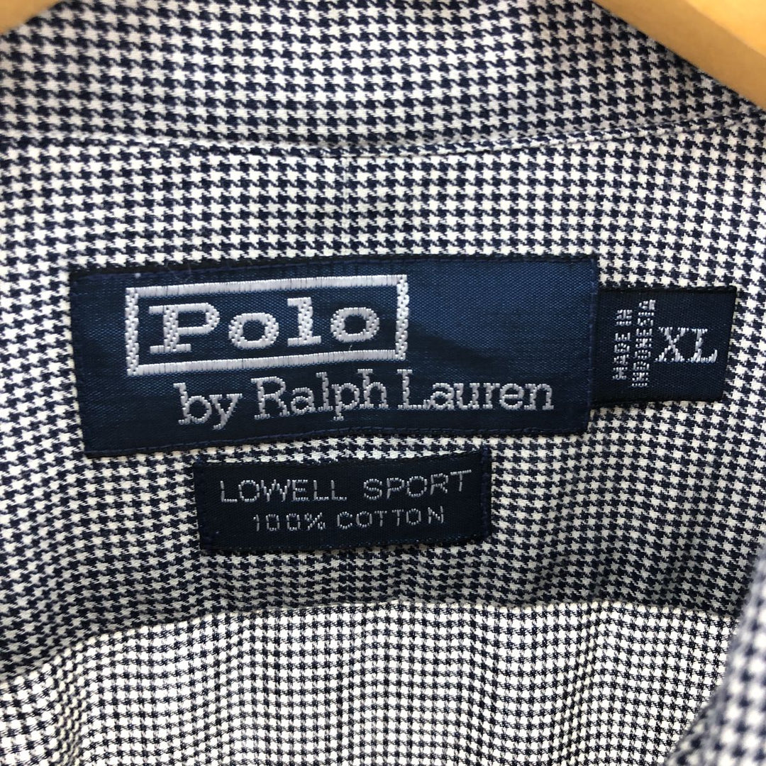 Ralph Lauren POLO by Ralph Lauren LOWELL SPORT Houndstooth Pattern Long Sleeve Cotton Check Shirt Men's XL /eaa505735