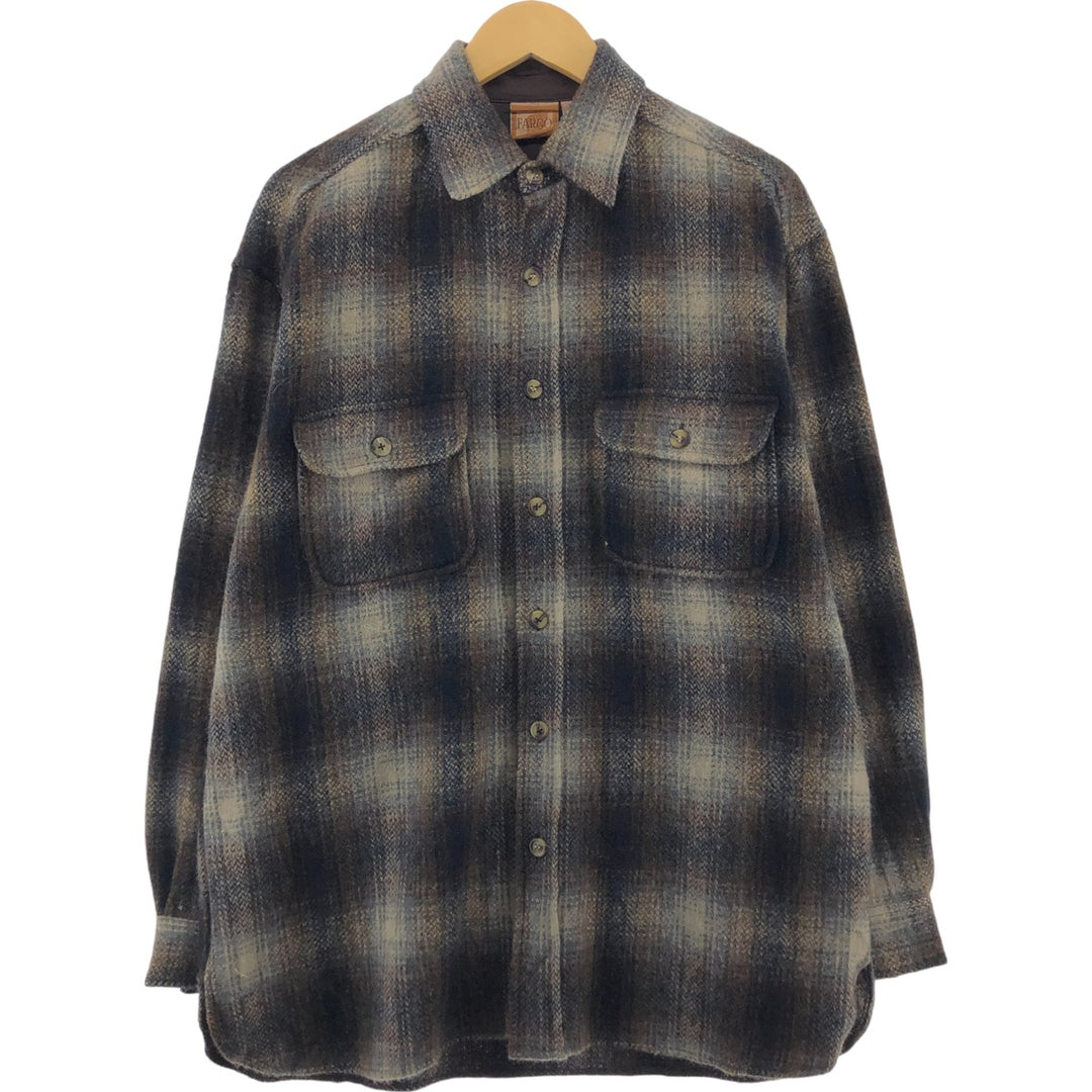 FARGO ombre check wool shirt, men's size S / eaa505776