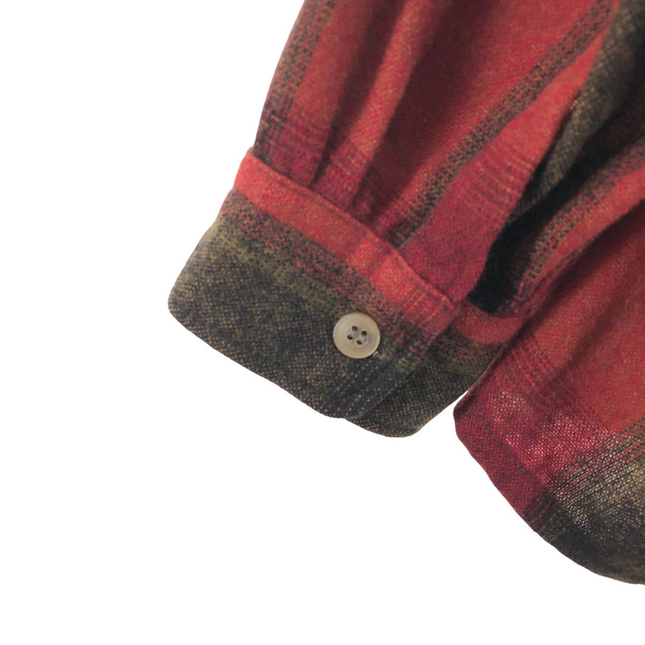 70'S CASCADE Check Pattern Open Collar Wool Shirt Men's Size L Vintage /eaa505779