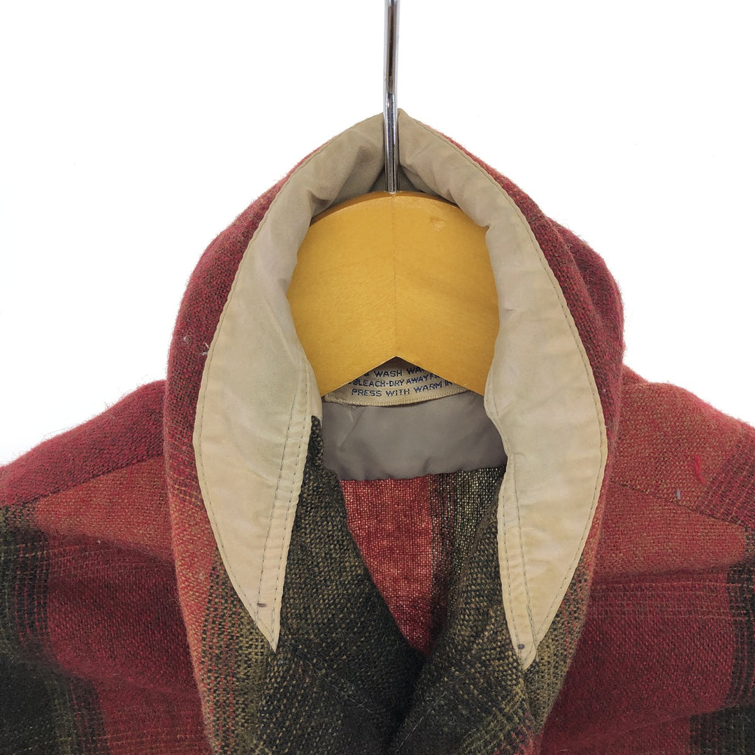 70'S CASCADE Check Pattern Open Collar Wool Shirt Men's Size L Vintage /eaa505779