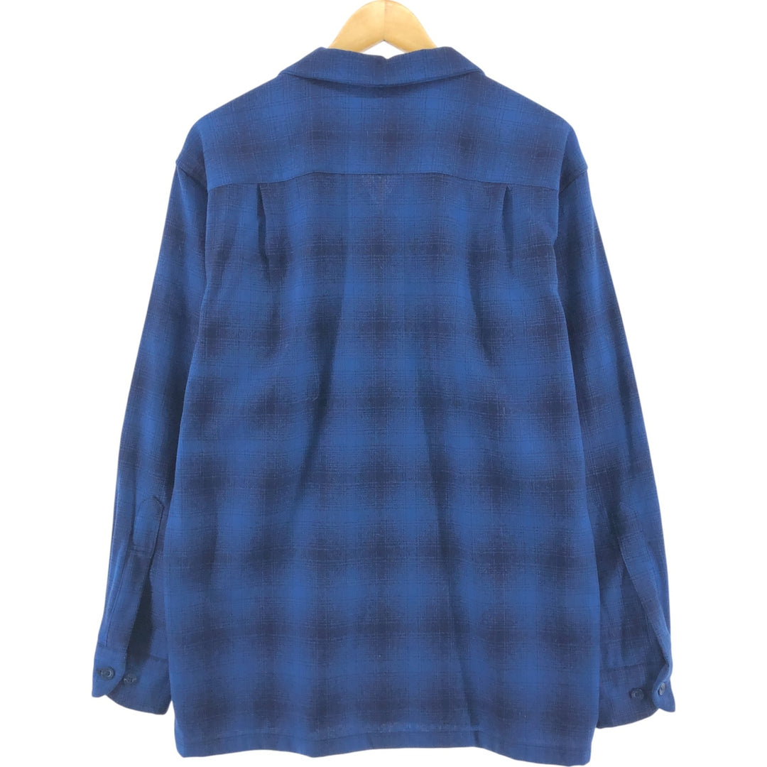 Pendleton Ombre Check Board Shirt, Open Collar, Wool Box Shirt, Men's M Size / eaa505782