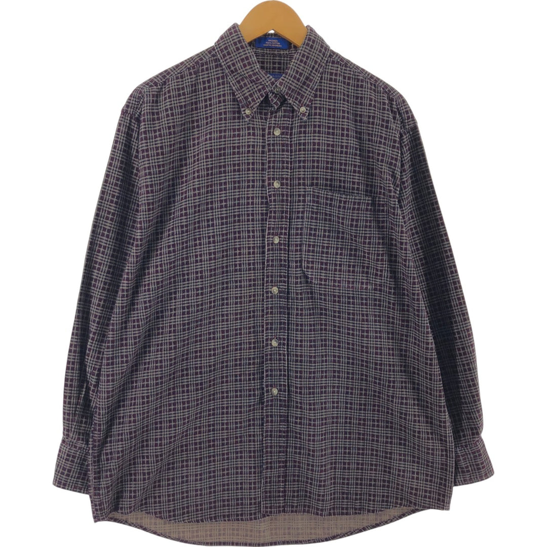 Pendleton Check Pattern Long Sleeve Button Down Corduroy Shirt Men's M Size / eaa505837