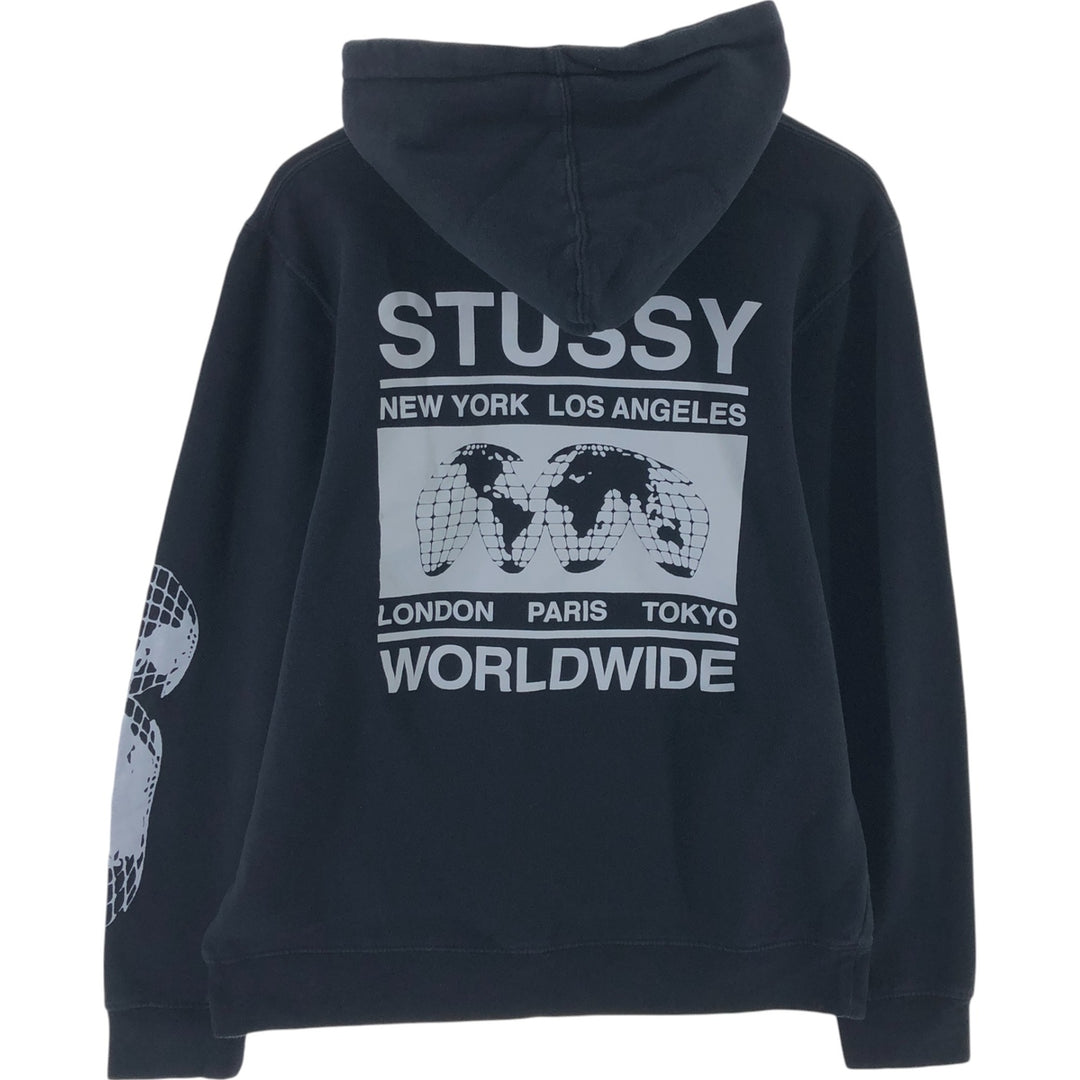 00'S STUSSY back print sweatshirt pullover hoodie made in USA men's size L /eaa505948