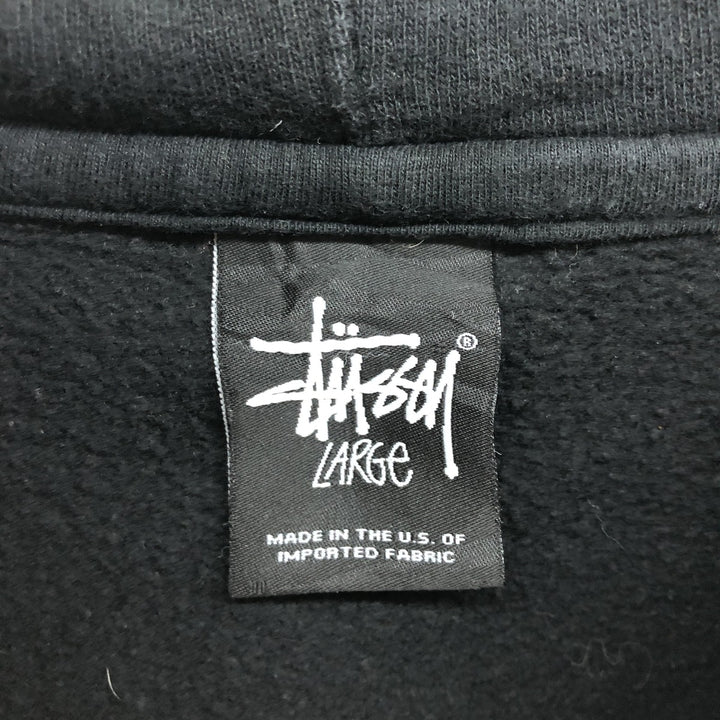 00'S STUSSY back print sweatshirt pullover hoodie made in USA men's size L /eaa505948