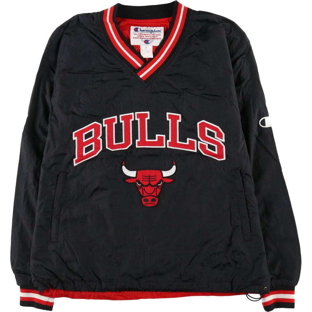 90'S Champion NBA CHICAGO BULLS reversible V-neck nylon pullover, men's size M, vintage /eaa506153