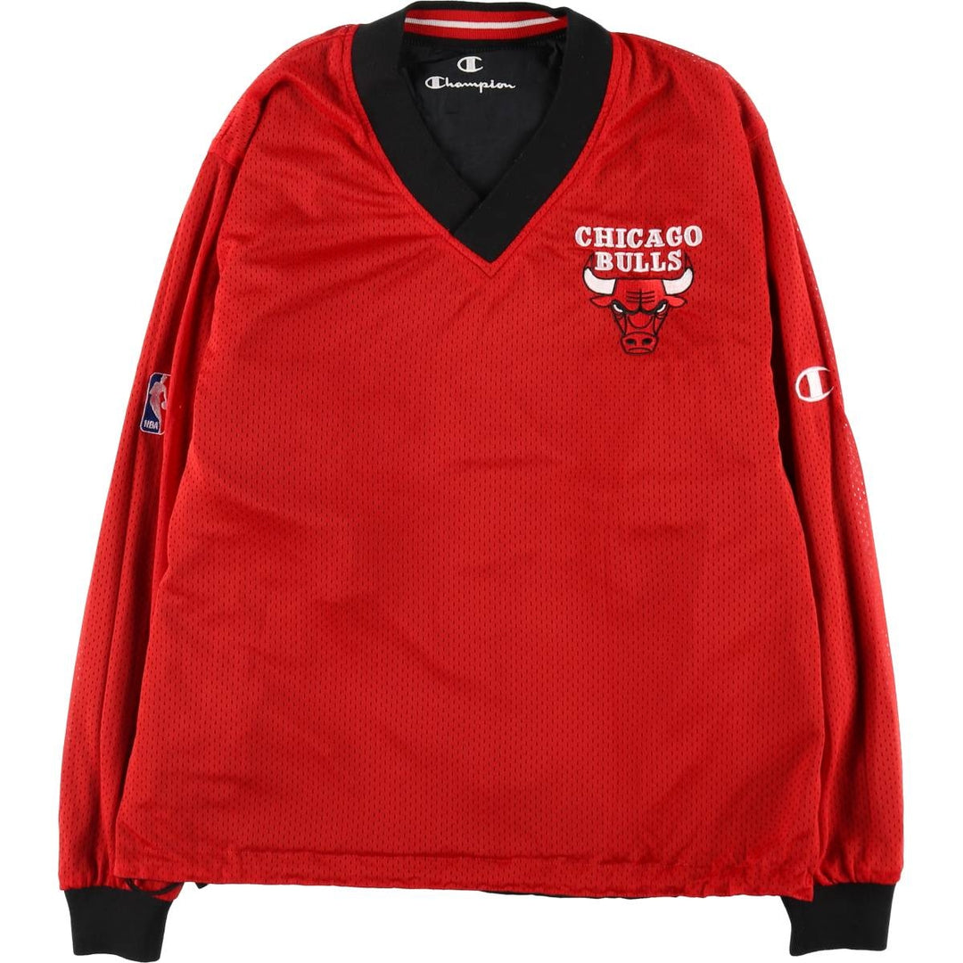 90'S Champion NBA CHICAGO BULLS reversible V-neck nylon pullover, men's size M, vintage /eaa506153