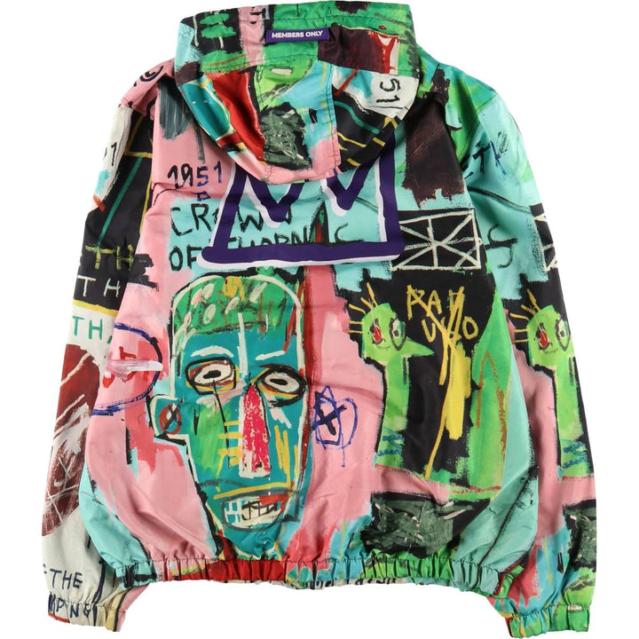 MEMBERS ONLY JEAN-MICHEL BASQUIAT Basquiat all-over print hooded windbreaker Men's XL size /eaa506165