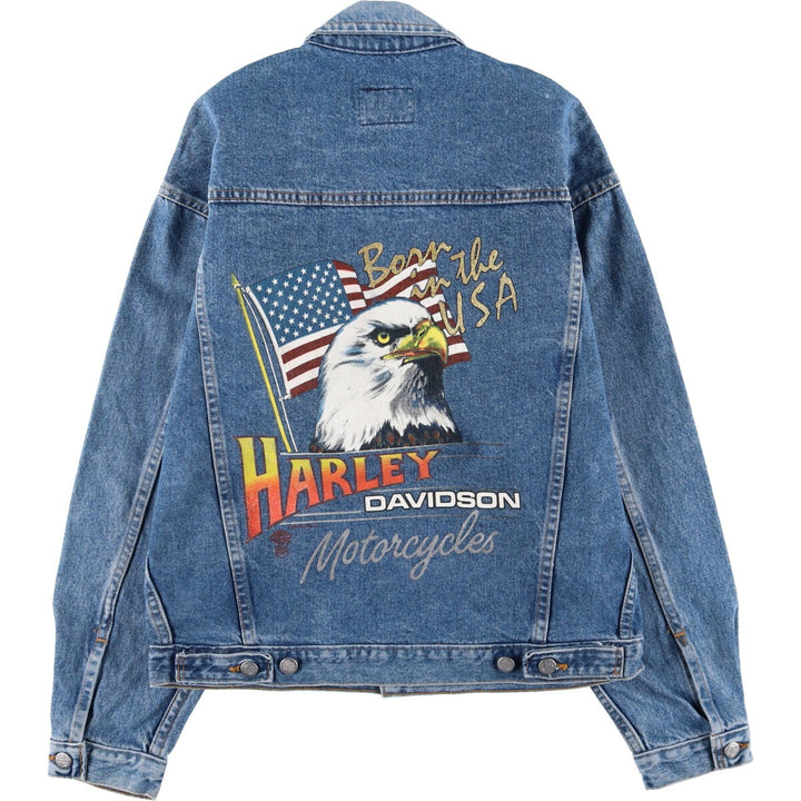 Harley-Davidson Eagle Pattern Back Print Denim Jacket G-Jean Men's XL /eaa506189