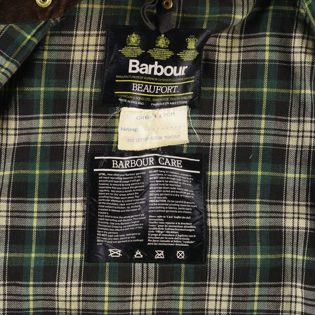 Barbour BEAUFORT Beaufort 3 Warrant Oiled Hunting Jacket Made in England C46 Men's XL equivalent /eaa506202