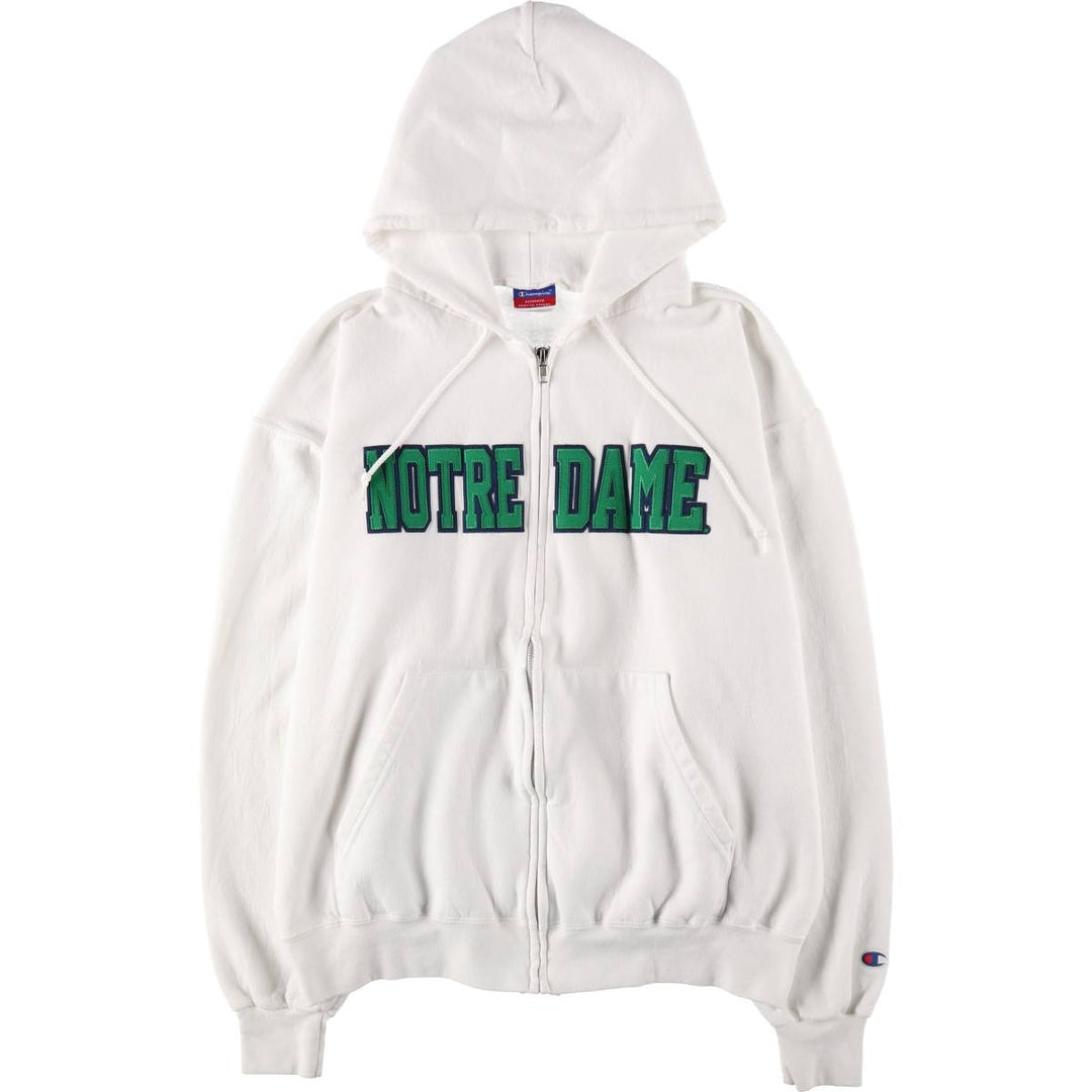 Champion Authentic Athletic Apparel Notre Dame University College Sweat Full Zip Hoodie Men's L size / eaa506237